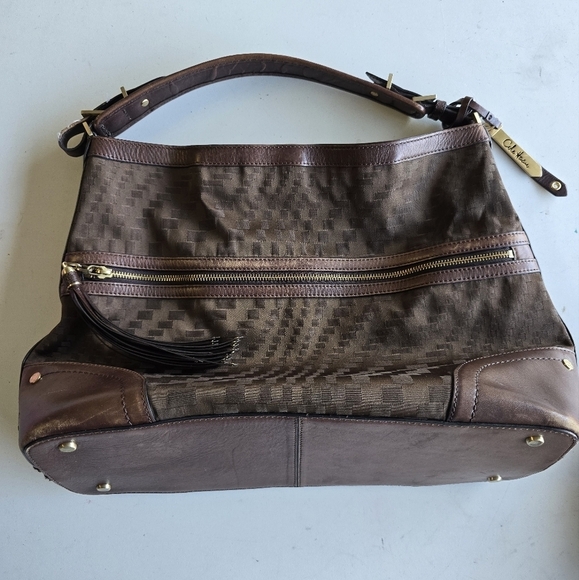 Cole Haan Leather Shoulder Handbag Satchel Women Brown Large - Picture 16 of 16